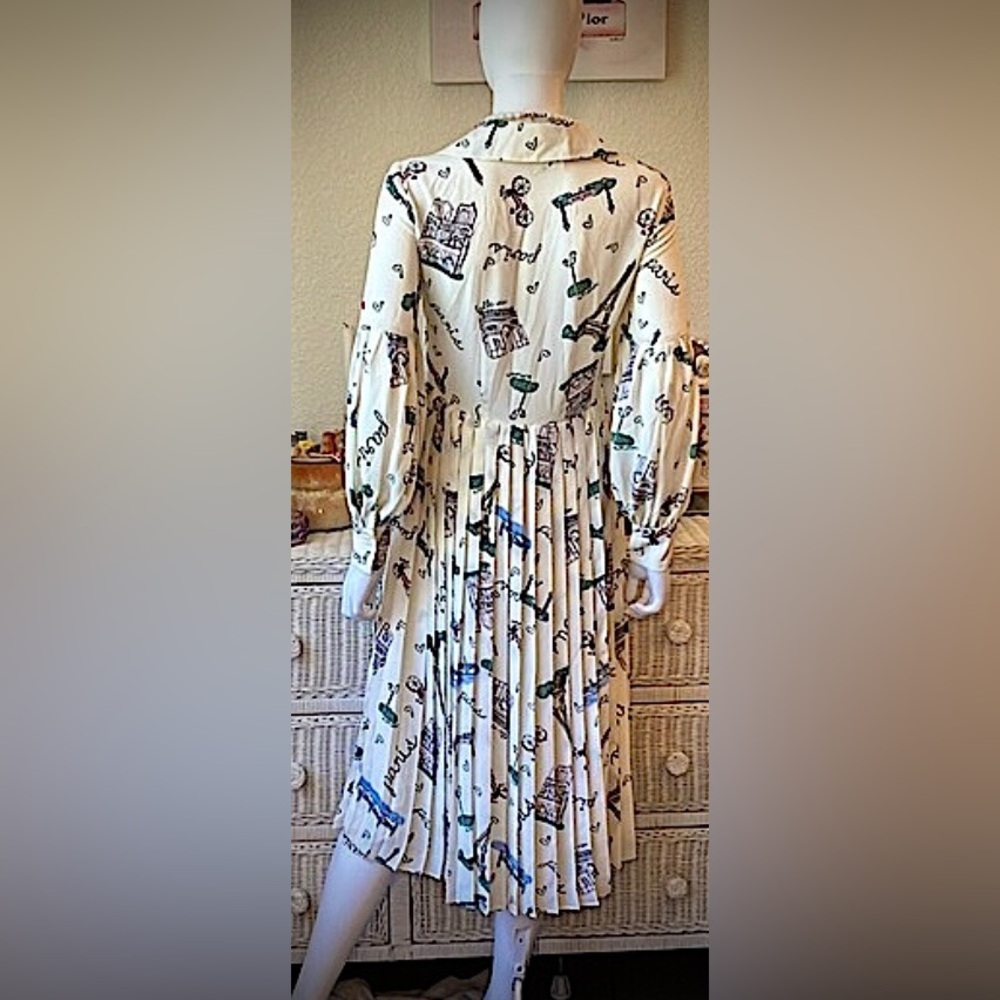 Dear Drew by Drew Barrymore Parisian Eiffel Tower Midi Dress Cream Color size 0